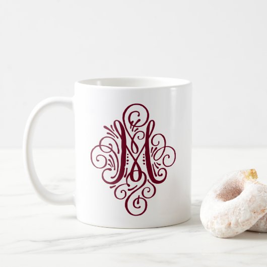 Persoonlijk Monogram Swash Ornament Koffiemok (Met donut)