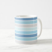 Persoonlijk Monogram 'Tinten van Blauw' Gestreept Koffiemok (Voorkant rechts)