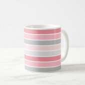 Persoonlijk monogram 'Tinten van Roze' gestreept Koffiemok (Voorkant rechts)