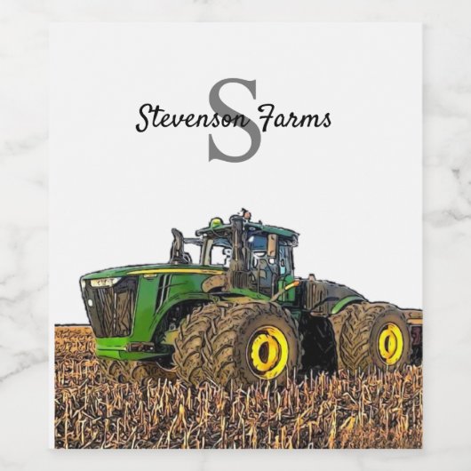 Persoonlijk monogram tractor landbouwwerktuig gron wijn etiket (Enkel label)