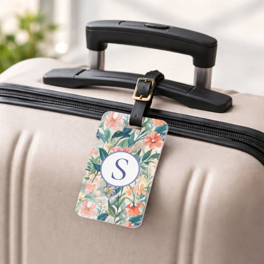 Persoonlijk monogram tropisch reisgeschenk bagagelabel