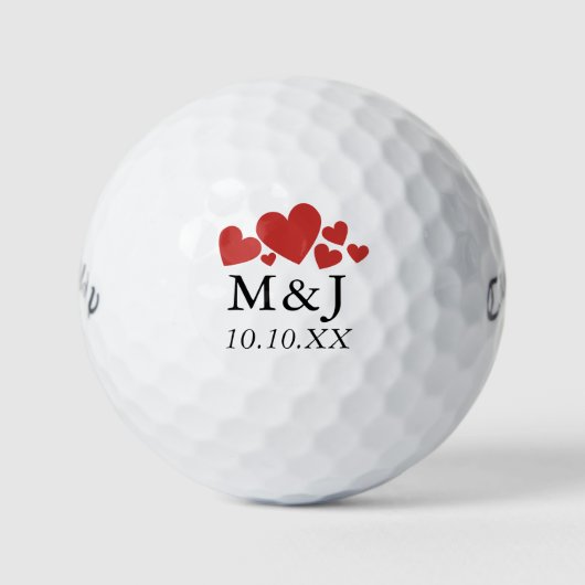 Persoonlijk Monogram Trouw Save The Date Golfballen (Voorkant)