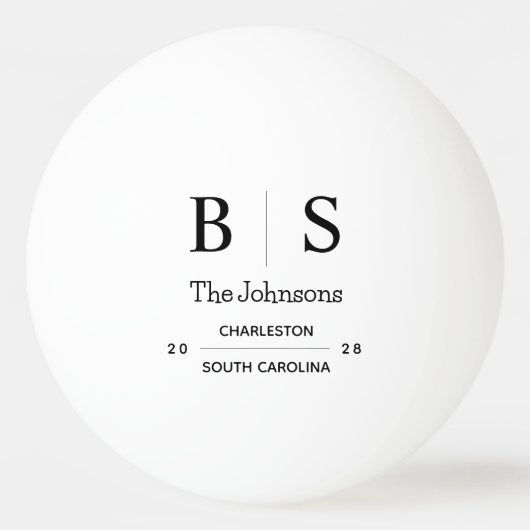 Persoonlijk Monogram Trouwfeest Pingpongbal (Voorkant)