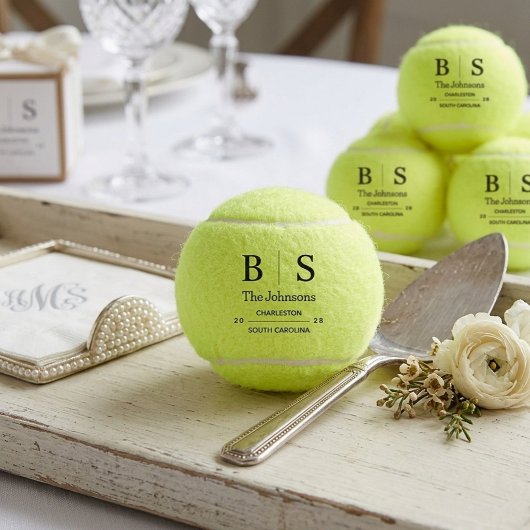 Persoonlijk Monogram Trouwfeest Tennisballen