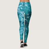 Persoonlijk monogram turquoise zeegolvenpatroon leggings (Achterkant)
