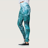 Persoonlijk monogram turquoise zeegolvenpatroon leggings (Links)