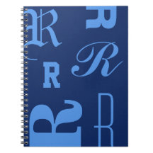 Persoonlijk monogram, typografie initialen, blauw