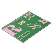 Persoonlijk monogram, typografie initialen, zwart notitieboek (Linkerzijde)