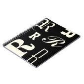 Persoonlijk monogram, typografie initialen, zwart notitieboek (Linkerzijde)