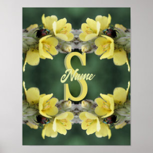 Persoonlijk monogram Uw initiële naam Mullein Poster