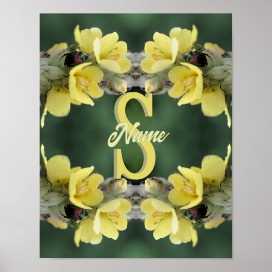 Persoonlijk monogram Uw initiële naam Mullein Poster (Voorkant)