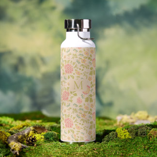 Persoonlijk monogram vintage bloemmotief salie & r waterfles