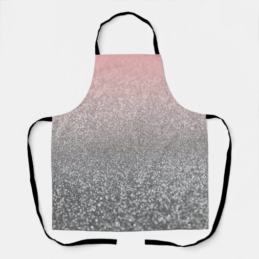 Persoonlijk monogram vintage glitters glans roze schort (Voorkant)