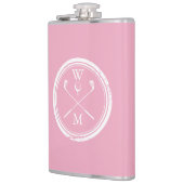 Persoonlijk Monogram Vrouwelijk Roze Golf Heupfles (Links)