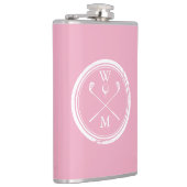 Persoonlijk Monogram Vrouwelijk Roze Golf Heupfles (Rechts)