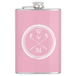 Persoonlijk Monogram Vrouwelijk Roze Golf Heupfles