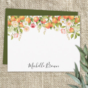 Persoonlijk Monogram Waterverf Oranje Elegant Notitiekaartje
