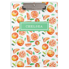 Persoonlijk monogram waterverf sinaasappels citrus klembord