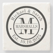 Persoonlijk Monogram Weddenschap Stenen Onderzetter (Voorkant)