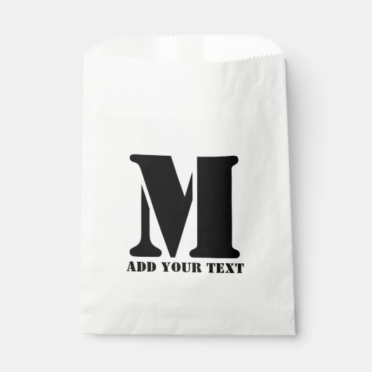 Persoonlijk Monogram Zwart Aangepast Modern Tekst Bedankzakje (Voorkant)