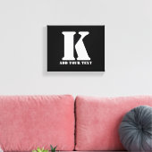 Persoonlijk Monogram Zwart Aangepast Modern Tekst Canvas Afdruk (Insitu (Woonkamer))