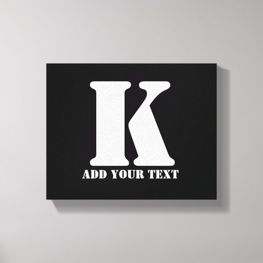 Persoonlijk Monogram Zwart Aangepast Modern Tekst Canvas Afdruk (Voorkant)