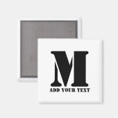 Persoonlijk Monogram Zwart Aangepast Modern Tekst Magneet (Voorkant / Achterkant)