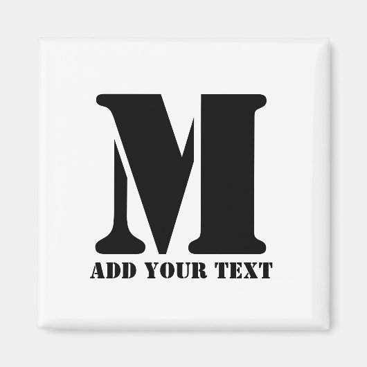 Persoonlijk Monogram Zwart Aangepast Modern Tekst Magneet (Voorkant)