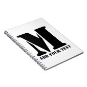 Persoonlijk Monogram Zwart Aangepast Modern Tekst Notitieboek (Rechterzijde)