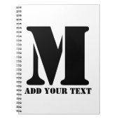 Persoonlijk Monogram Zwart Aangepast Modern Tekst Notitieboek (Voorkant)