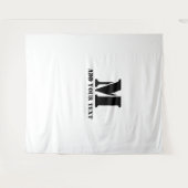Persoonlijk Monogram Zwart Aangepast Modern Tekst Wandkleed (Voorkant (horizontaal))