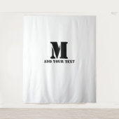 Persoonlijk Monogram Zwart Aangepast Modern Tekst Wandkleed (Voorkant)