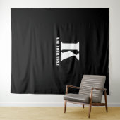 Persoonlijk Monogram Zwart Aangepast Modern Tekst Wandkleed (In Situ (horizontaal))
