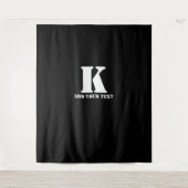 Persoonlijk Monogram Zwart Aangepast Modern Tekst Wandkleed (Voorkant)