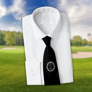 Persoonlijk monogram zwart en wit golf stropdas