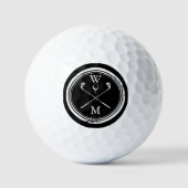 Persoonlijk Monogram Zwart en Wit Golfballen (Voorkant)