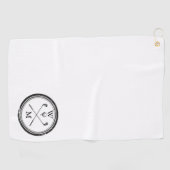 Persoonlijk Monogram Zwart en Wit Golfhanddoek (Horizontaal)