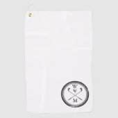 Persoonlijk Monogram Zwart en Wit Golfhanddoek (Voorkant)