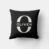 Persoonlijk Monogram Zwart en Wit Naam Kussen (Achterkant)