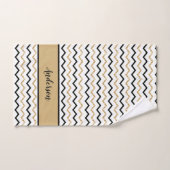 Persoonlijk monogram zwart goud wit Chevron Bad Handdoek (Handdoek)