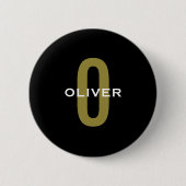 Persoonlijk monogram zwart goud wit naam ronde button 5,7 cm (Voorkant)