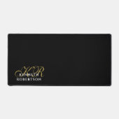 Persoonlijk monogram zwart goud wit stijlvol bureaumat (Voorkant)