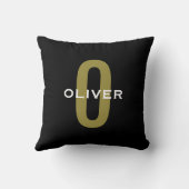 Persoonlijk monogram zwart goud witte naam kussen (Achterkant)