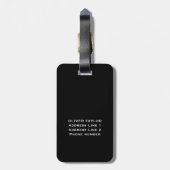 Persoonlijk monogram zwart grijs wit naam bagagelabel (Achterkant verticaal)