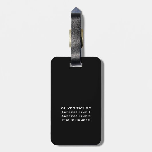 Persoonlijk monogram zwart grijs wit naam bagagelabel (Achterkant verticaal)