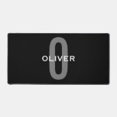 Persoonlijk Monogram Zwart Grijs Wit Naam Bureaumat (Voorkant)