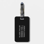 Persoonlijk Monogram Zwart-Wit Naam Bagagelabel (Achterkant verticaal)