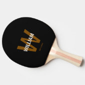 Persoonlijk monogram zwart & wit tafeltennisbatje (Zijkant)