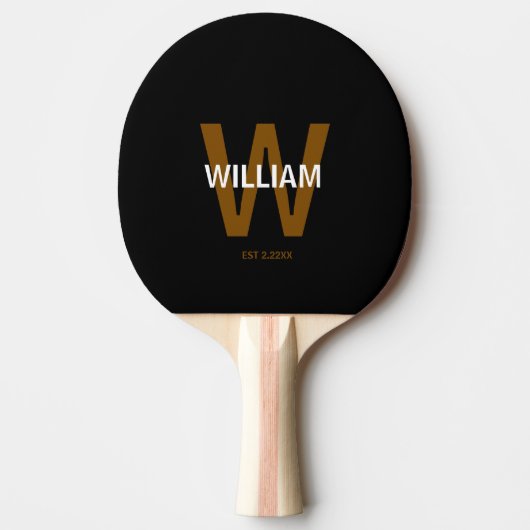Persoonlijk monogram zwart & wit tafeltennisbatje (Voorkant)