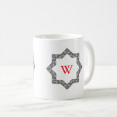 Persoonlijk monogram zwart-wit wervelend ontwerp koffiemok (Voorkant rechts)